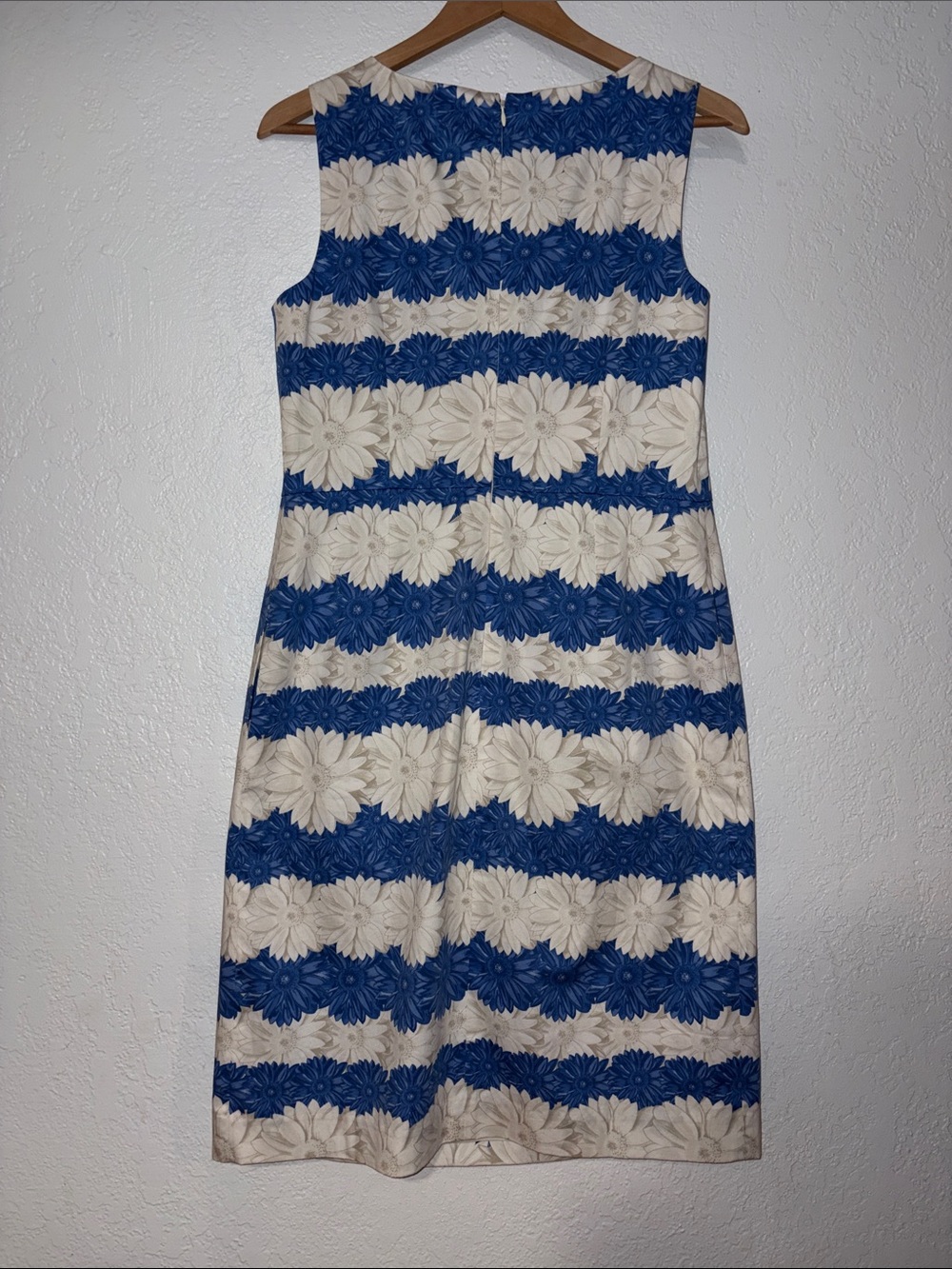 Talbots Blue and White Daisy Floral Stripe Midi Dress Sleeveless 8 NWT Spring - Picture 4 of 5